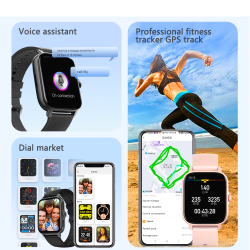 LKM Smartwatch Uomo o Donna Risponde alle Chiamate in Vivavoce, 1,7 Full  Touch con Cardiofrequenzimetro SpO2 Sonno riproduttore Musica, 28  Allenamenti Orologio Fitness Tracker per Android iOS Nero