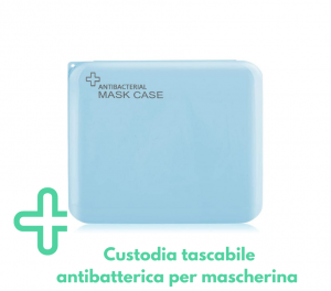 Contenitore porta mascherina portatile antibatterico blu