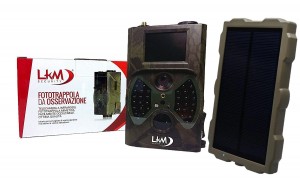 Telecamera Infrarossi Fototrappola LKM Security® GPRS GSM MMS 12 Megapixel con Pannello solare 