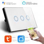 Interruttore Smart Home a 3 posizioni Touch WiFi Bianco LKM-SMSWT03W LKM Security Cristallo Temperato Controllo a Led Compatibile con Amazon Echo e Google Home