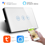 Interruttore Tapparelle Smart Home a 3 pulsanti Touch WiFi Bianco LKM-SMTP01W LKM Security Cristallo Temperato Controllo a Led Compatibile con Amazon Echo e Google Home