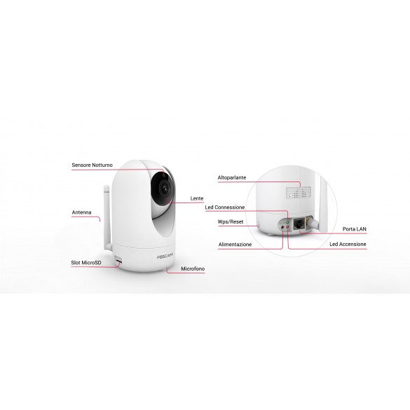 [ RICONDIZIONATA ] Foscam R2M Telecamera Motorizzata 2 Megapixel Full-HD1080P 100° Visione Diagonale compabile con Alexa