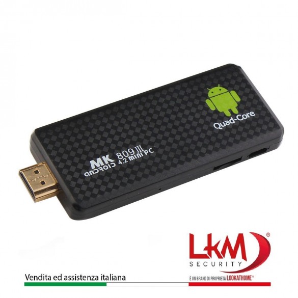 Android 4.4 mini PC a 1,8 GHz Quad Core con 2G RAM DDR3 TV Box TV Dongle Bluetooth WIFI HDMI MK809 III