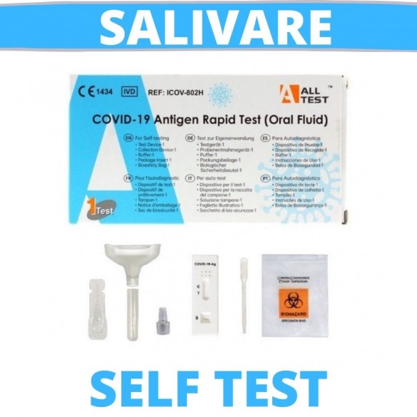 [TAMPONE SALIVARE]Alltest Test antigenico kit tampone salivare  rapido test covid-19 autodiagnostico determinazione qualitativa antigeni sars-cov-2 in campioni salivari mediante immunocromatografia   1 PEZZO