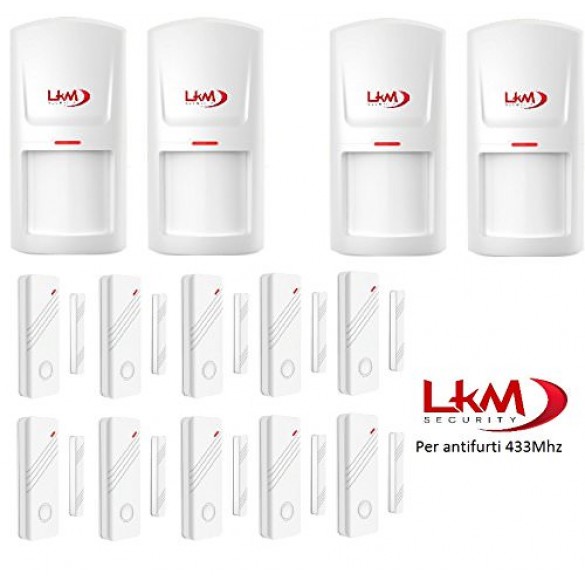Kit sensori LKM Security® wireless per antifurti a 433 Mhz 