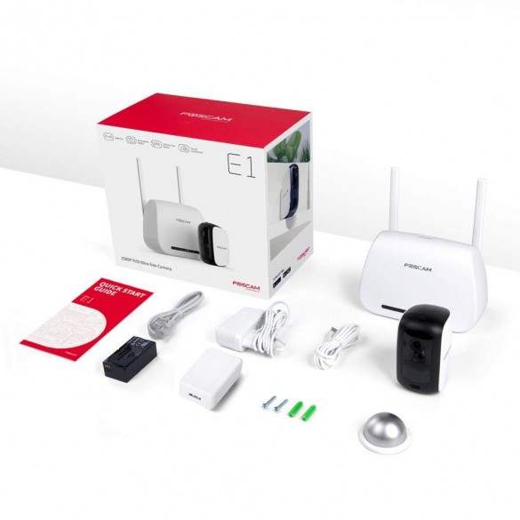 Telecamera a batteria Wireless Foscam E1 Full HD 1080P 2 Megapixel Batteria Lunga Durata Con Stazione Wireless