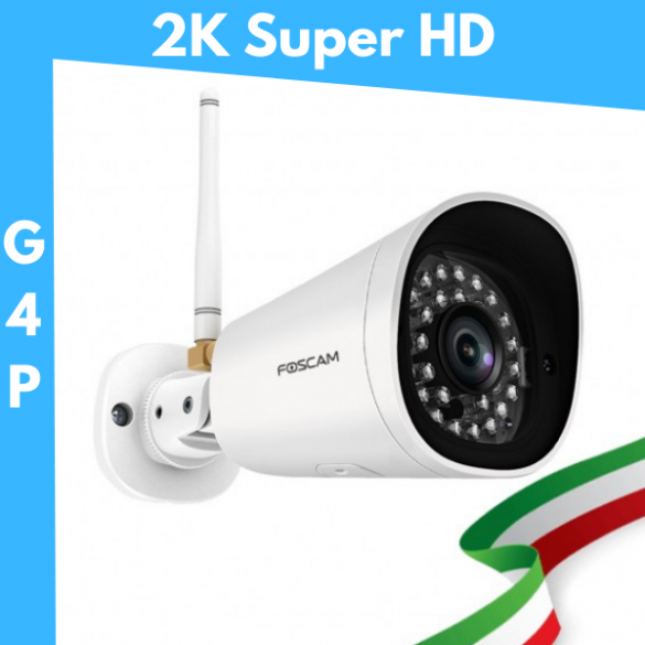 Foscam G4P 4 Megapixel  2K H.264 Wireles/Cavo con visione notturna 20 Metri Compatibile con Alexa