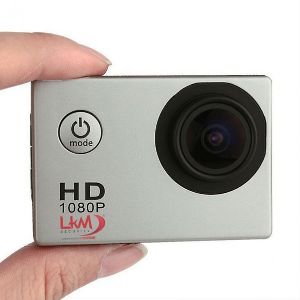 [Silver] ActionCam HD LKM 1080P  Impermeabile con Slot MicroSD e Micro USB per riprese sportive e professionali Colore Silver