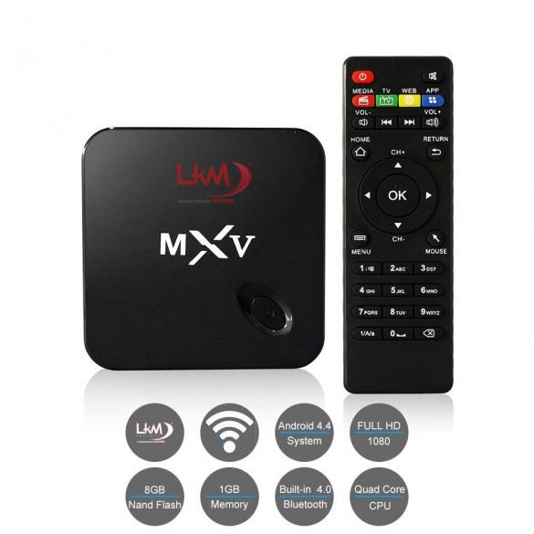 LKM Android mini PC MXV Quad-core  TV Box  1GB di RAM, OTG HDMI DLNA WIFI 8GB 