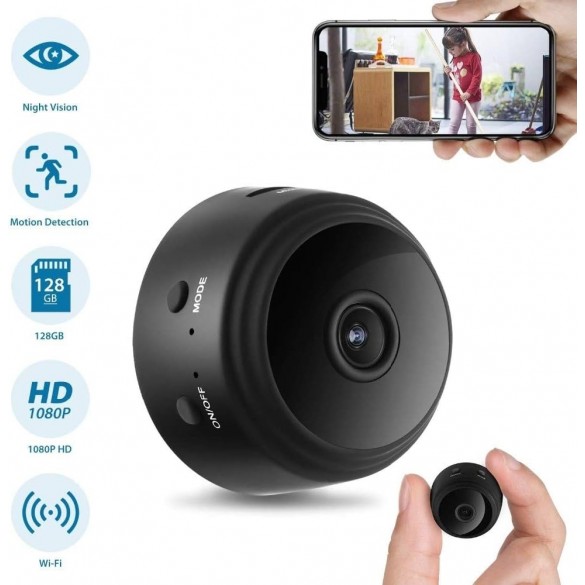 Mini telecamera spia Wifi 1080P con rilevamento movimento e visione notturna - Supporto scheda max128gb