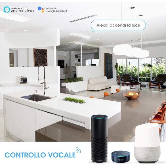 Presa Intelligente WiFi, Maxcio Presa Smart wifi 16A Compatibile con Amazon Alexa e Google Home, Controllo Vocale, App gestione Remoto, risparmio energetico, Funzione di Timer e Family Share