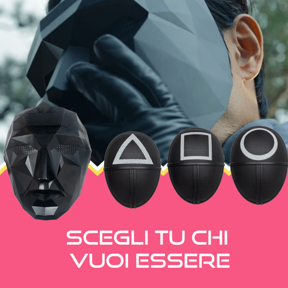 Squid Game Maschera Qualità Premium Simbolo Triangolo misura 25X18X9 Maschera Da Gioco Di Ruolo
