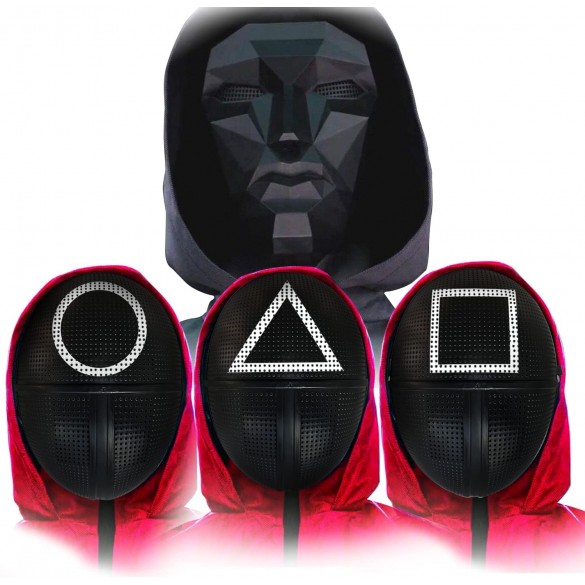 Squid Game Maschera Qualità Premium Simbolo Triangolo misura 25X18X9 Maschera Da Gioco Di Ruolo