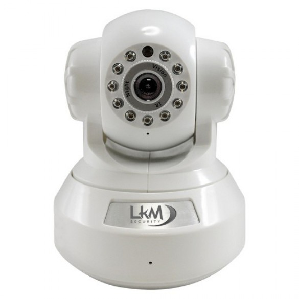 Telecamera IP Wireless LKM® Camera Videosorveglianza Wifi Motorizzata Pan Tilt Interno i/o colore Bianco Connettore I/O P2P QRCode