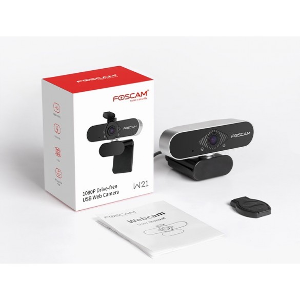 [IDEALE VIDEOCHIAMATE / CONFERENZE] Webcam Grandangolo USB 1080P Foscam W21 con microfono integrato e coperchio privacy! [Novità 2021]
