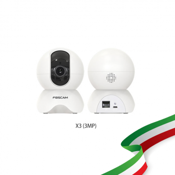 Foscam X3 Telecamera IP Motorizzata da interno WiFi 3 MP con audio integrato compatibile con Alexa e Google Home colore Bianco