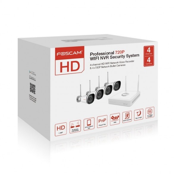 Videosorveglianza Wifi Foscam con 4 Telecamere IP Wireless HD 720P con Hard Disk 1 TB