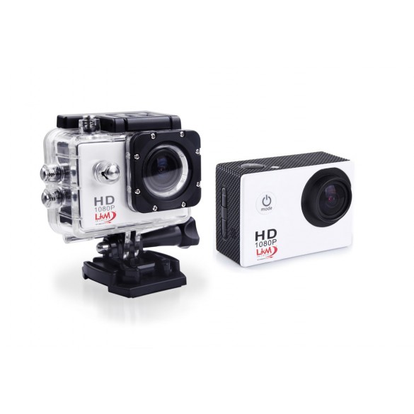 [BIANCO] Action Cam HD LKM 1080P  Impermeabile con Slot MicroSD e Micro USB per riprese sportive e professionali Colore Bianco 