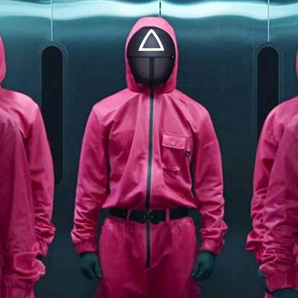 Squid Game Maschera Qualità Premium Simbolo Triangolo misura 25X18X9 Maschera Da Gioco Di Ruolo