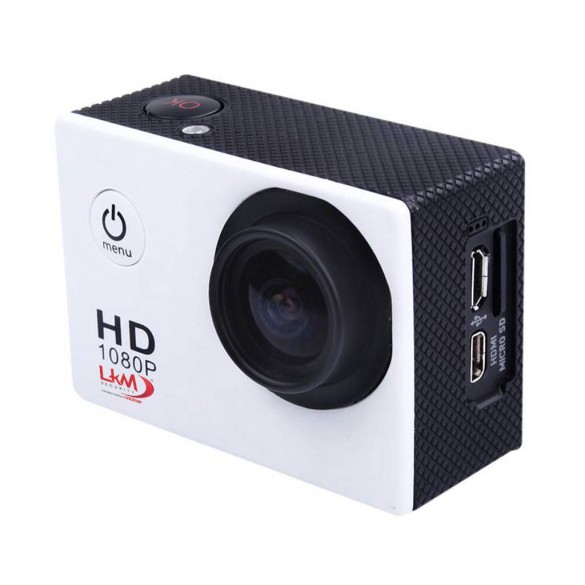 [BIANCO] Action Cam HD LKM 1080P  Impermeabile con Slot MicroSD e Micro USB per riprese sportive e professionali Colore Bianco 