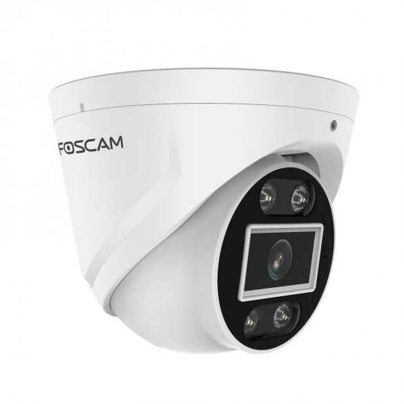 Foscam T5EP Telecamera IP PoE da 5MP, rilevamento veicoli, audio bidirezionale e allarme sonoro e luminoso colore Bianco