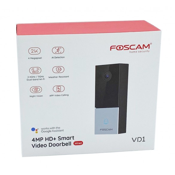 Videocitofono Wifi Wireless Foscam VD1 a batteria con visione 170° HD 4 Megapixel wifi Dual con rilevamento facciale