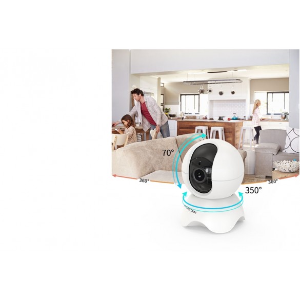 Foscam X3 Telecamera IP Motorizzata da interno WiFi 3 MP con audio integrato compatibile con Alexa e Google Home colore Bianco