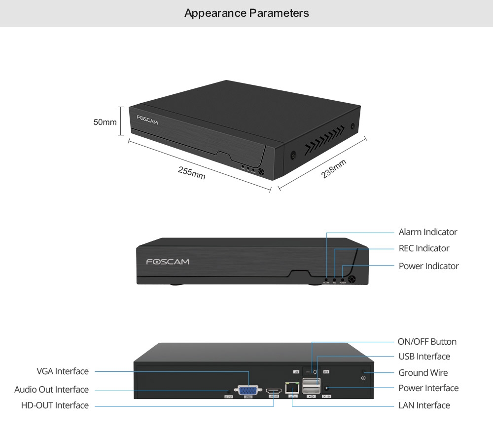Dimensioni NVR FNA216HE