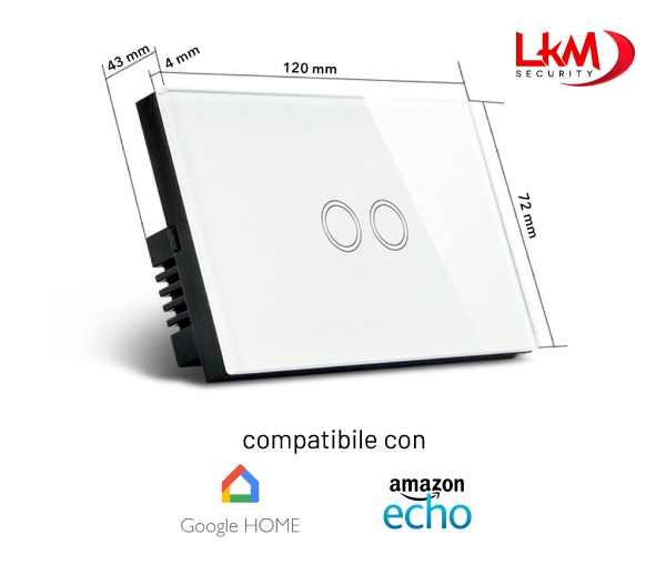 interruttore luci Smart Home WiFi 2 posizioni - dimensioni