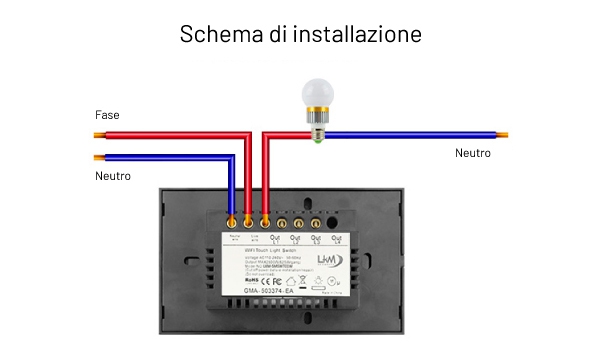 interruttore luci Smart Home WiFi - schema installazione