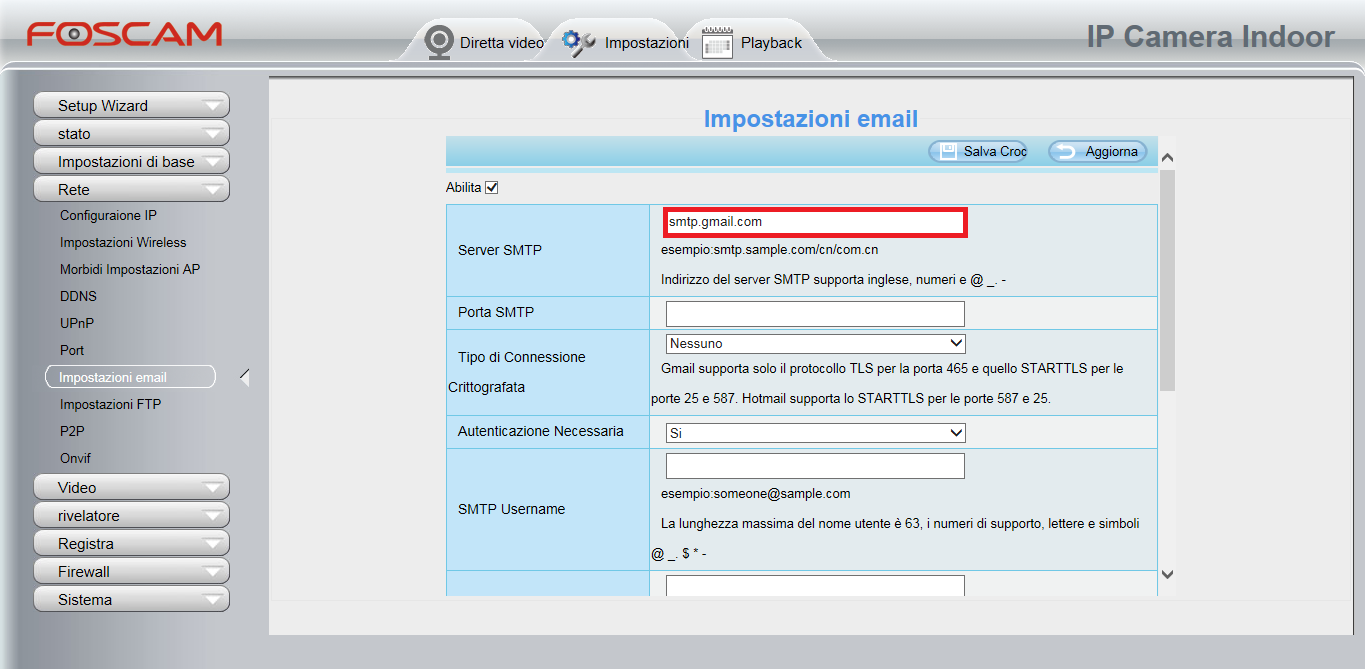 Server SMTP email
